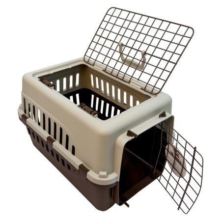 Переноска Safari Range 50х35х32 см для кошек и собак Pet Choice с металлической верхней решеткой, коричневый