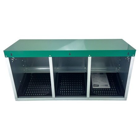 Гнездо для кур несушек HobbyFarm 3 секции наружное крепление с яйцесборником