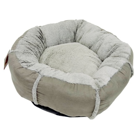 Лежак подушка Pet Choice для собак и кошек, круглый 66х66х15 см, меховой, серый